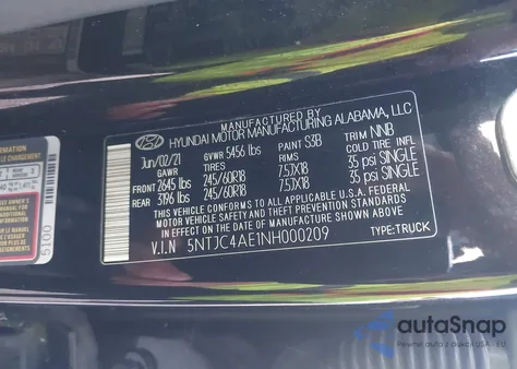 2022 Hyundai Santa Cruz Sel z USA, uszkodzony, nr VIN 5NTJC4AE1NH000209